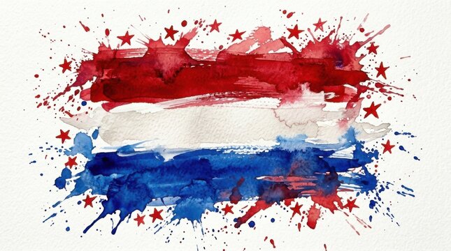 Abstract Netherlands Flag Watercolor Splash