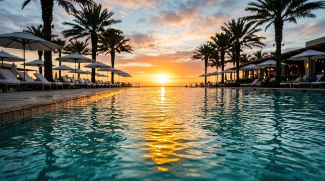 Luxury Resort Pool Sunset