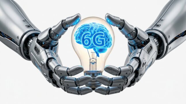 Robot Hands Holding 6G Technology