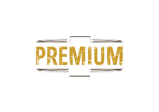 Premium Text Badge with Elegant Line Frame Vector Isolated on Transparent Background