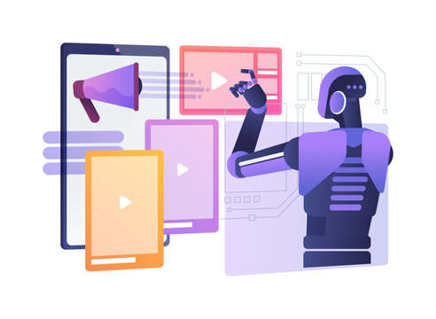 AI-Enhanced Video Editing abstract concept vector illustration.
