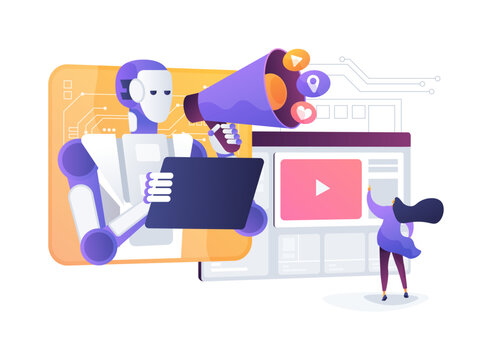 AI-Driven Content Curation abstract concept vector illustration.