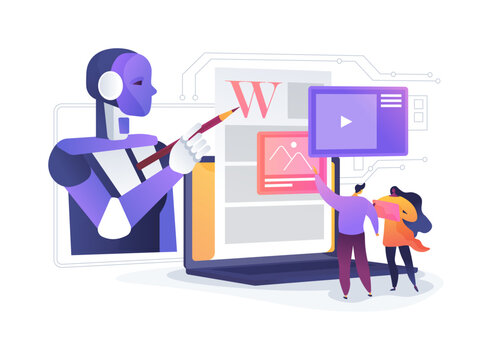 AI-Powered Scriptwriting abstract concept vector illustration.