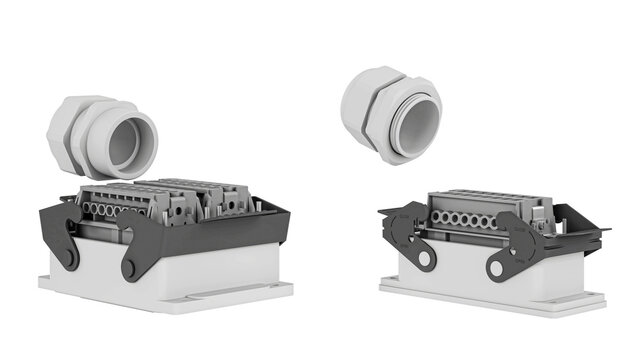 Industrial Heavy Duty Electrical Connector 3D Model &ndash; High Detail Mechanical Component