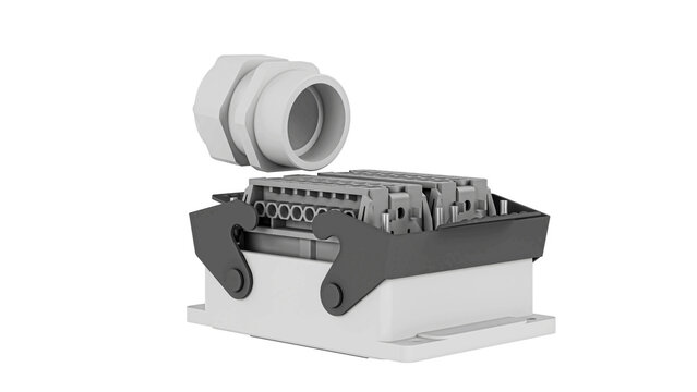 Industrial Heavy Duty Electrical Connector 3D Model &ndash; High Detail Mechanical Component
