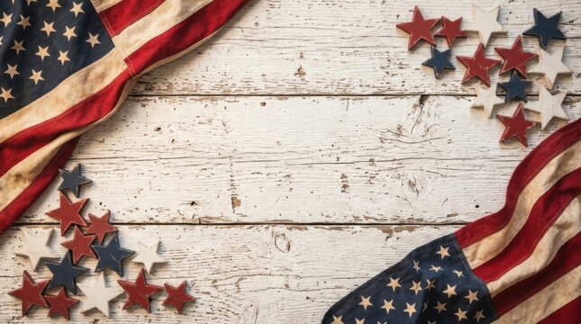 Vintage American Flag Wooden Patriotic Backdrop