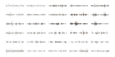 Fototapeta premium Grunge audio wave equalizer set abstract voice frequency spectrum sound waves vector illustration background art.