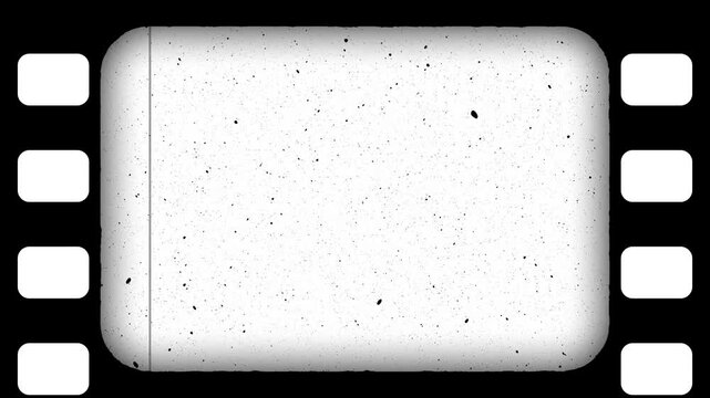 Retro Analog Cinematography Texture Overlay with Distressed Emulsion Grain and Perforated Filmstrip Border 4k video animation seamless loop