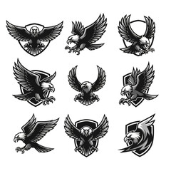 Naklejka premium Eagle Emblems Collection - Majestic Birds of Prey Logos