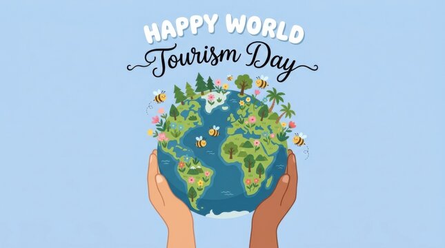 Happy World Tourism Day Illustration