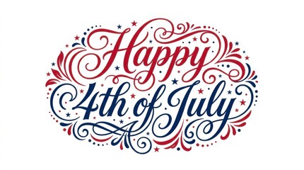 Fototapeta premium Patriotic Independence Day Lettering Artwork