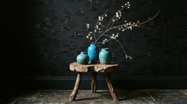 Elegant Blue Vase Floral Decor