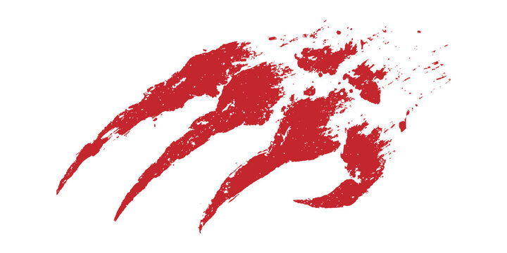 Aggressive red animal claw marks or scratch effect isolated on white background vector illustration.