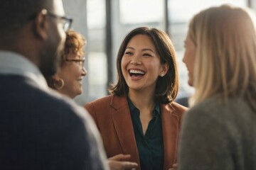 Obraz premium Diverse group joyful conversation