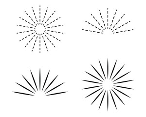 Fototapeta premium Sunburst icon set. Radial sunburst patterns. Half circle with radial rays. Vector illustration.
