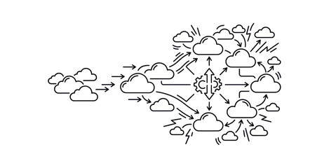 Fototapeta premium Cloud Computing Network Infographic
