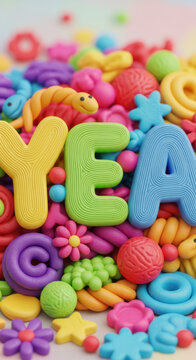 Colorful plastic letters and shapes pile