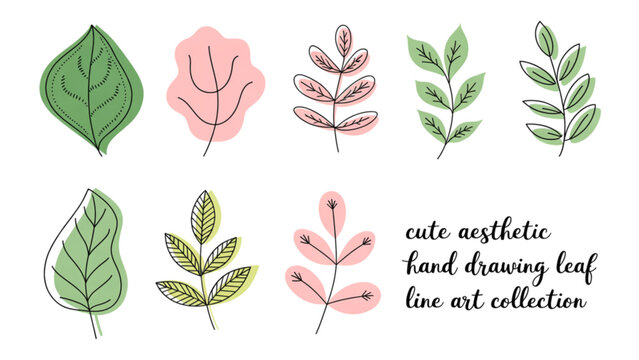 Colorful stylized leaf and flower vector illustrations in flat design Vector