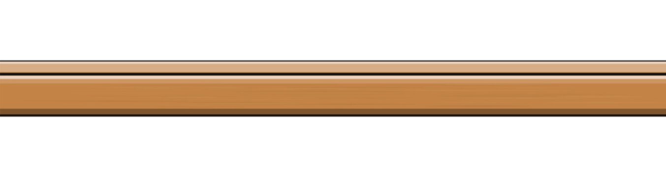 Long horizontal wooden board plank with smooth texture. Wood Molding. Wood Frame