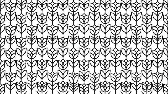 Seamless pattern of stylized tulip flowers with geometric outlines arranged in a repeating grid layout for textile design wallpaper or decorative background vector illustration