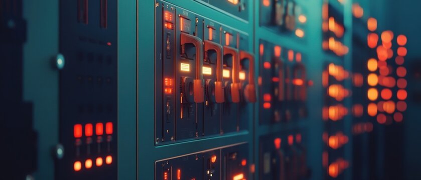 Illuminated control panel futuristic technology interface design