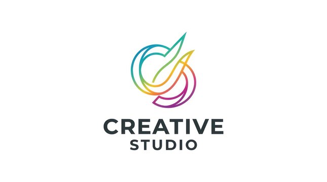 Abstract colorful gradient letter ds monogram logo design for professional creative studio.