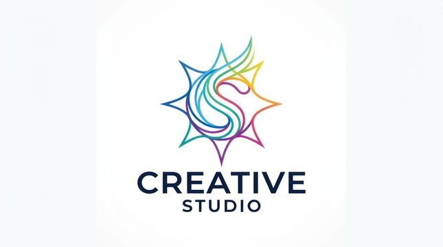 Colorful linear star shaped letter s logo design for modern creative studio visual brand.