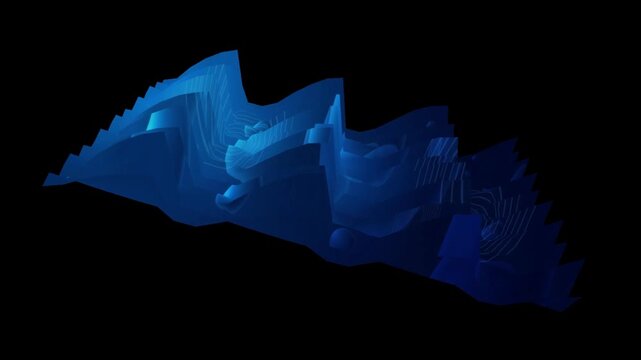 Abstract blue wave shape with layered lines on a dark background 4K video
