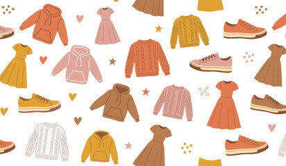 Colorful cartoon icons of various clothing and accessories set Vector © MST REZIA