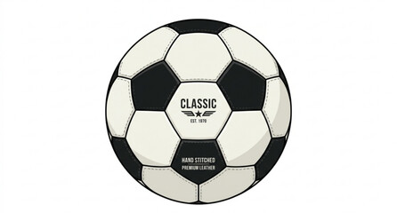 Naklejka premium Classic leather football soccer ball monochrome vector illustration
