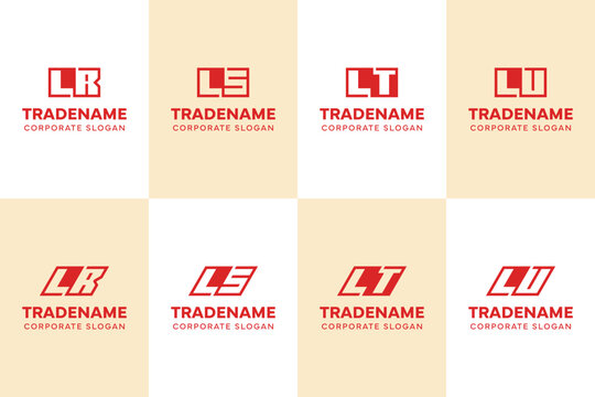 Letters LR LS LT LU Square and Dynamic Logo Set