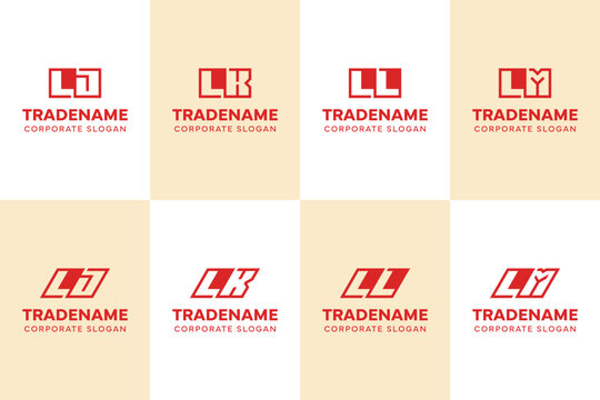 Letters LJ LK LL LM Square and Dynamic Logo Set
