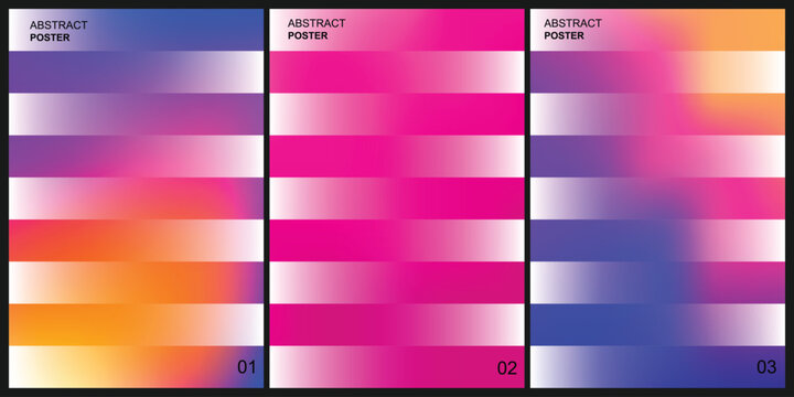 Vibrant abstract poster triptych gradient color blocks modern wall art contemporary design