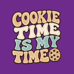 Fototapeta premium Retro Cookie Illustration with Groovy Typography Design for Vibrant Summer Apparel Print Graphics