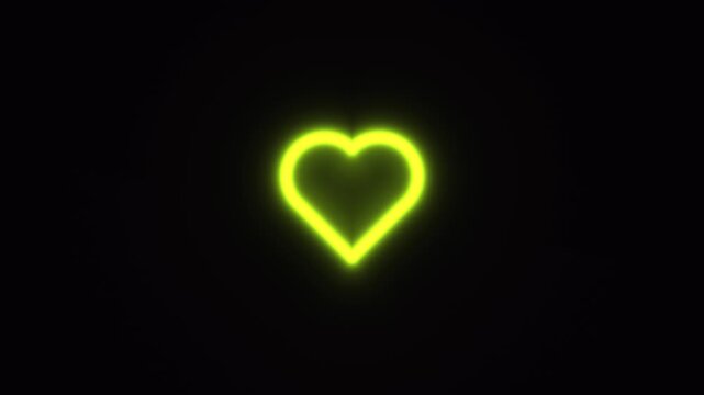 Glowing heart shape animation with bright outline in dark background