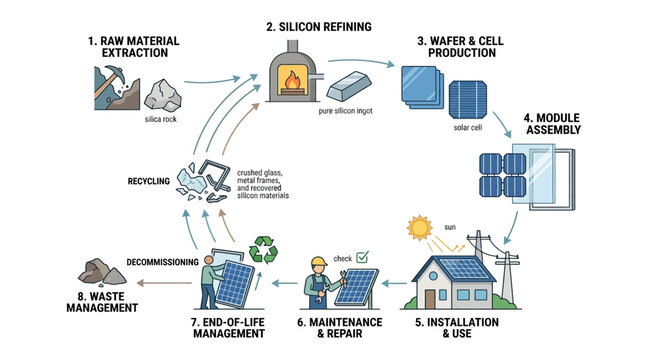 Solar Panel Lifecycle: From Raw Material to Recycling