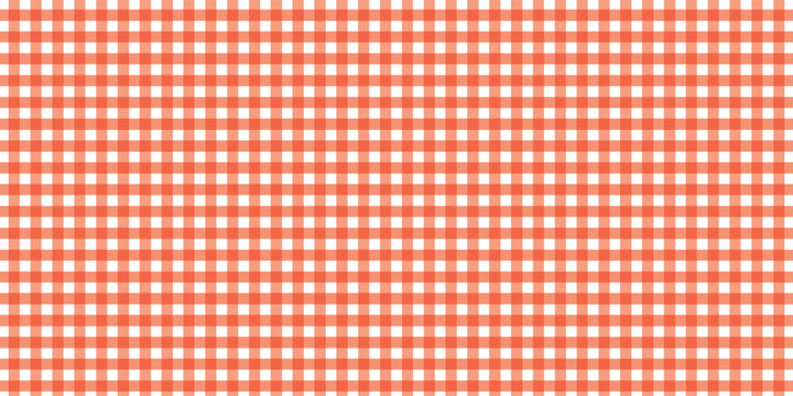 Seamless red gingham pattern. Texture from rhombus, squares. Vector gingham striped checkered blanket tablecloth. Seamless white red table cloth napkin pattern