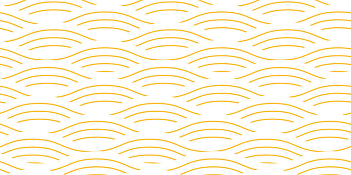 Yellow instant noodle, pasta and spaghetti texture with geometric wavy lines. Ramen, pasta vector pattern. Background abstract food illustration