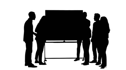 Silhouette group admiring large upright piano isolated on transparent background, Vector © MdSomun