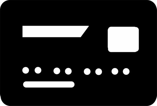 Credit Card Icon Black Silhouette, Debit Payment Card, Finance Banking Vector