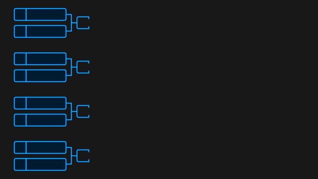 Rectangular eight-player tournament bracket animation on alpha channel black background.