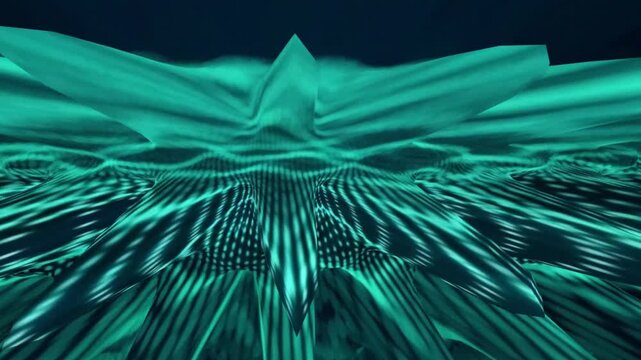 Abstract digital background with glowing teal light waves and motion dots representing futuristic technology data flow and cyberspace connectivity 4K video