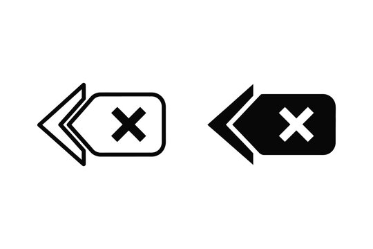 Back arrow undo cancel button vector line illustration