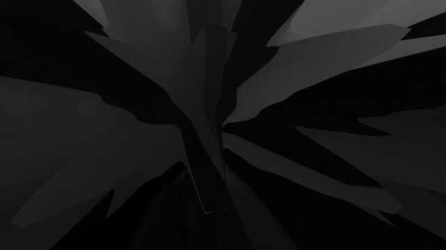 Abstract dark background with sharp geometric shapes and radial patterns in black and gray tones 4K video