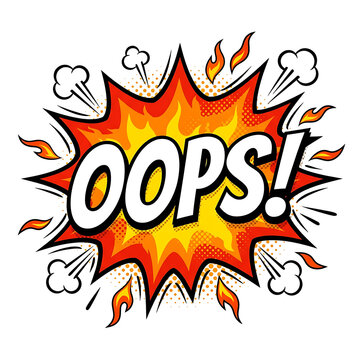Oops explosion comic effect with smoke illustration