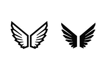 Fototapeta premium Pair of wings vector illustration, flat and line art styles