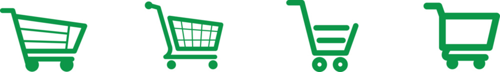 Four green shopping cart icons in a row © Rubina