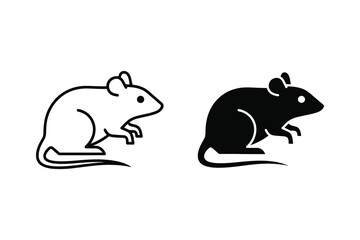 Fototapeta premium Line art and silhouette mouse vector illustration