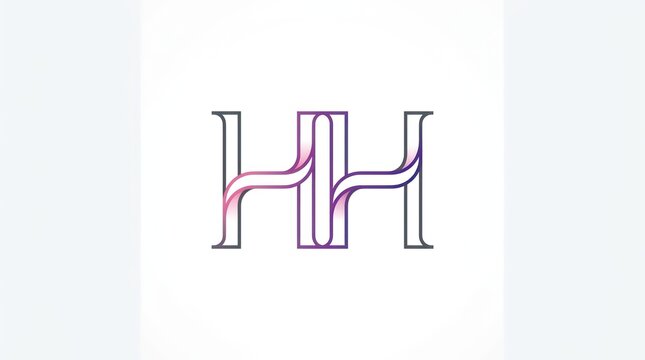Elegant monogram design showcasing interconnected letters hh with fluid gradient detailing.