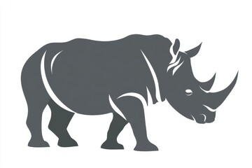 Fototapeta premium A large gray rhino figure stands boldly, representing an obvious risk that people tend to overlook in life and decision making.
